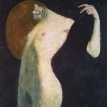 Painting titled "Femme debout cheveu…" by Vincent Bertrand, Original Artwork, Acrylic
