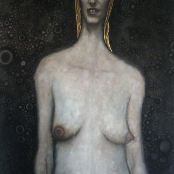 Painting titled "femme au cheveux do…" by Vincent Bertrand, Original Artwork, Gouache