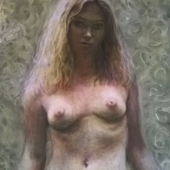 Painting titled "jeune femme blonde…" by Vincent Bertrand, Original Artwork, Acrylic