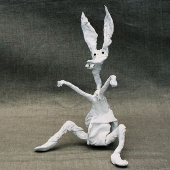Scultura intitolato "le mini lapin 6" da Vincent Bouillat, Opera d'arte originale, Filo
