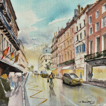 Peinture intitulée "la rue de Metz, à T…" par Vincent Bourdin, Œuvre d'art originale, Aquarelle