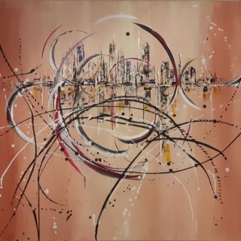 Картина под названием "abstract-city 12-18" - Vincent Faus, Подлинное произведение искусства, Акрил
