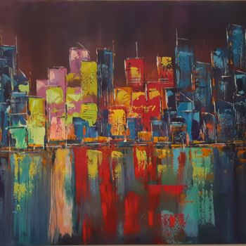 Peinture intitulée "abstract-city 11-18" par Vincent Faus, Œuvre d'art originale, Acrylique