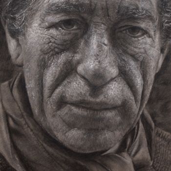 Рисунок под названием "Alberto Giacometti" - Vincent Haller, Подлинное произведение искусства, Древесный уголь Установлен на…