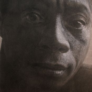 Desenho intitulada "James Baldwin" por Vincent Haller, Obras de arte originais, Carvão Montado em Cartão