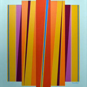 Malarstwo zatytułowany „Tension de couleurs…” autorstwa Vincent Huot, Oryginalna praca, Akryl Zamontowany na Drewniana rama…