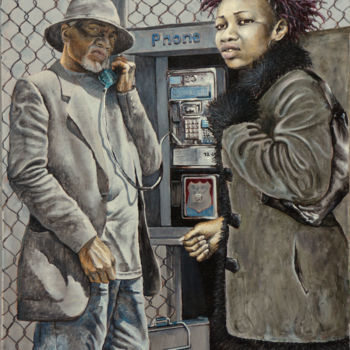 Schilderij getiteld "Phone call" door Vincent Lacroix, Origineel Kunstwerk, Acryl