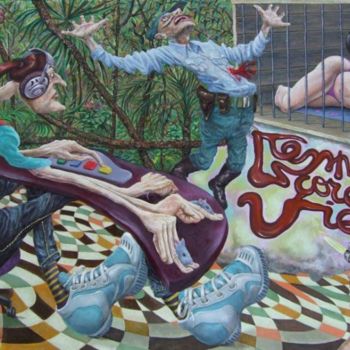 Malerei mit dem Titel "La femme et le pant…" von Vincent Lacroix, Original-Kunstwerk, Acryl