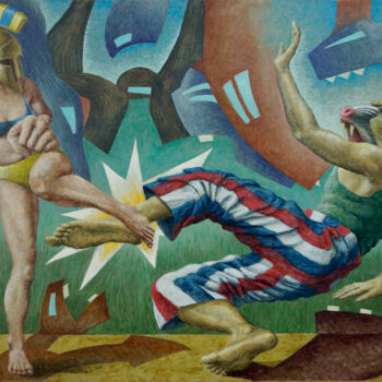 Malerei mit dem Titel "Fight for freedom 2" von Vincent Lacroix, Original-Kunstwerk, Öl