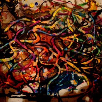 Картина под названием "Gorgone" - Vincent Litoux, Подлинное произведение искусства, Акрил Установлен на Деревянная рама для…
