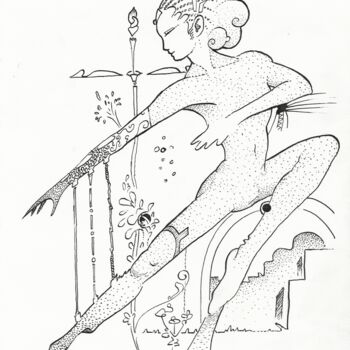Drawing titled "Danse contemporaine." by Vincent Marit, Original Artwork, Ink