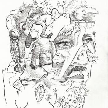 Dibujo titulada "Triste Sire." por Vincent Marit, Obra de arte original, Tinta