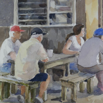 Painting titled "North Jetty bistrot…" by Vincent Monluc, Original Artwork, Watercolor