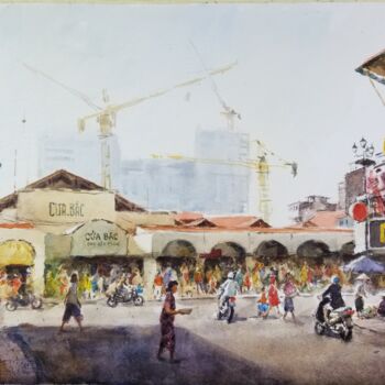 "Ben Thanh Market Sa…" başlıklı Tablo Vincent Monluc tarafından, Orijinal sanat, Suluboya