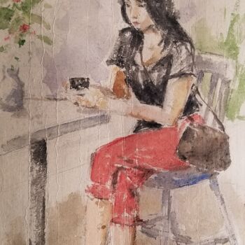 Painting titled "Linh-01" by Vincent Monluc, Original Artwork, Watercolor