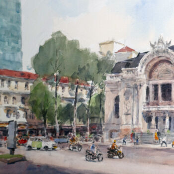 绘画 标题为“Opera of Saigon” 由Vincent Monluc, 原创艺术品, 水彩