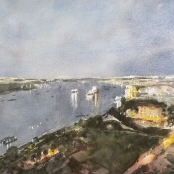 Peinture intitulée "Saigon River #5" par Vincent Monluc, Œuvre d'art originale, Aquarelle