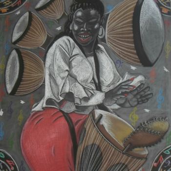 Painting titled "Drums of Melody" by Flamekeeper, Original Artwork, Pastel