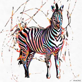 Digitale Kunst getiteld "fashion zebra" door Vincent Oriol, Origineel Kunstwerk, Digitaal Schilderwerk