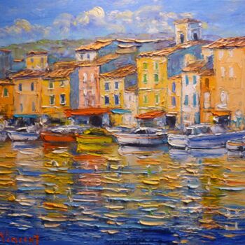 Painting titled "Le port de Cassis p…" by Vincent Rallo, Original Artwork, Oil