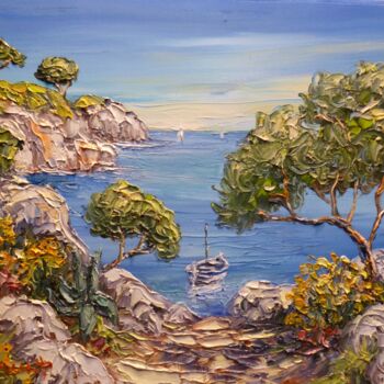 Painting titled "Barque dans les can…" by Vincent Rallo, Original Artwork, Oil