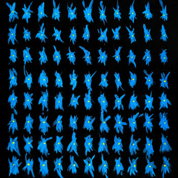 Картина под названием "88 étoiles bleues" - Vincent Sébart, Подлинное произведение искусства, Акрил Установлен на Деревянная…
