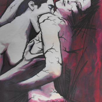 Painting titled "La passion" by Vincent Tessier Xxc, Original Artwork, Acrylic Mounted on Wood Panel