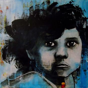 Painting titled "l'enfant de là bas" by Vincent Tessier Xxc, Original Artwork, Acrylic