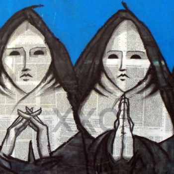 Peinture intitulée "Les nonnes 3" par Vincent Tessier Xxc, Œuvre d'art originale, Acrylique