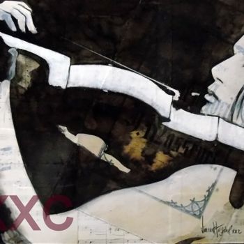 Painting titled "violon" by Vincent Tessier Xxc, Original Artwork, Ink