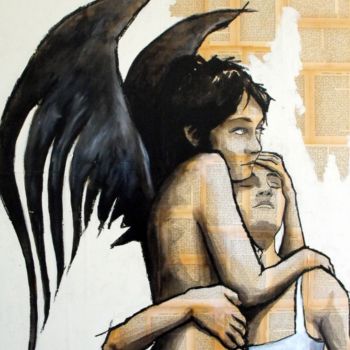 Pintura intitulada "ange déchu" por Vincent Tessier Xxc, Obras de arte originais, Tinta