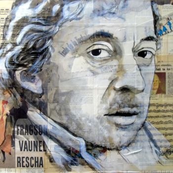 Peinture intitulée "Gainsbourg" par Vincent Tessier Xxc, Œuvre d'art originale, Encre