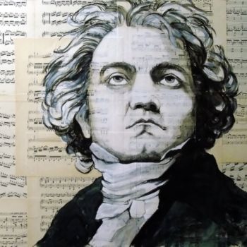 Pittura intitolato "Beethoven" da Vincent Tessier Xxc, Opera d'arte originale, Inchiostro