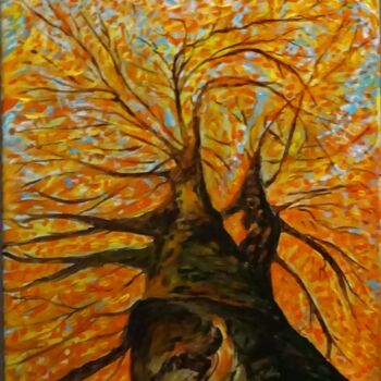 Painting titled "arbres 01" by Vincent Thoviste, Original Artwork, Acrylic Mounted on Wood Stretcher frame