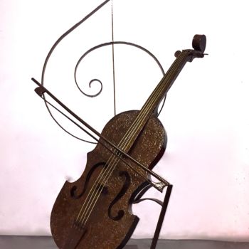 Sculpture titled "Il violino" by Vincent Vari, Original Artwork, Metals