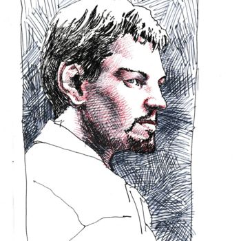 Drawing titled "Di Caprio" by Vincent Raket, Original Artwork, Ballpoint pen