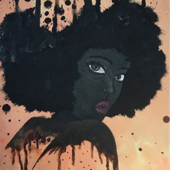 Painting titled "Portrait afro abstr…" by Vincent_rival_1435, Original Artwork, Acrylic