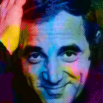 Gravures & estampes intitulée "Aznavour" par Vincent Sabatier (VerSus), Œuvre d'art originale, Sérigraphie