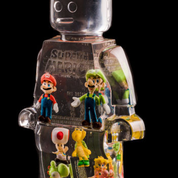 Sculpture titled "ROBOCLUSION MARIO" by Vincent Sabatier (VerSus), Original Artwork, Casting