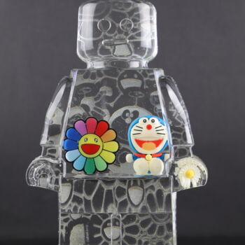 Sculpture titled "roboclusion doreamon" by Vincent Sabatier (VerSus), Original Artwork, Resin