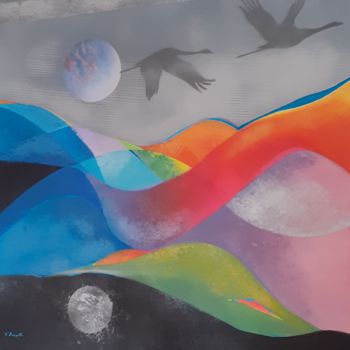 Peinture intitulée "La luna a terra" par Vincenzo Borzillo, Œuvre d'art originale, Acrylique