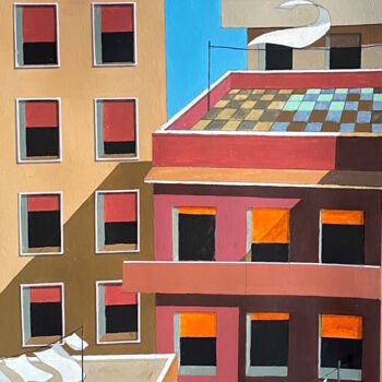 Painting titled "Il quartiere 3" by Vincenzo (Enzo) Forletta, Original Artwork, Acrylic Mounted on Wood Panel