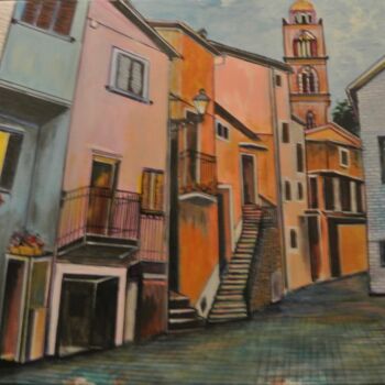 Painting titled "PAESE - BORGO  DELL…" by Vincenzo Neri, Original Artwork, Acrylic