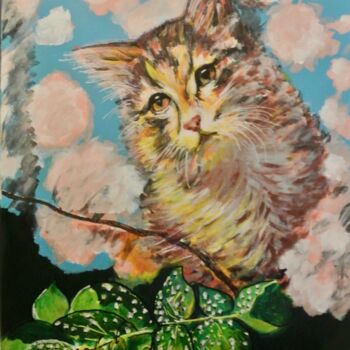 Painting titled "IL GATTO  3" by Vincenzo Neri, Original Artwork, Acrylic