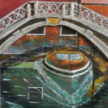 Painting titled "VENEZIA, un canale,…" by Vincenzo Neri, Original Artwork, Acrylic Mounted on Wood Stretcher frame