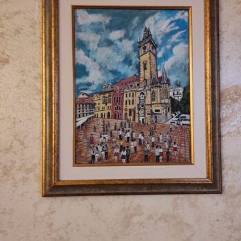 Pintura titulada "Piazza dell'orologi…" por Vincenzo Piras, Obra de arte original, Oleo