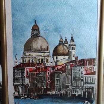 Painting titled "Venezia" by Vincenzo Piras, Original Artwork, Watercolor