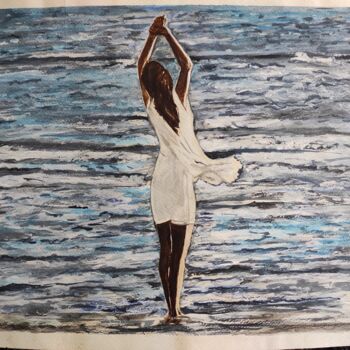 Painting titled "Saluto al mare" by Vincenzo Piras, Original Artwork, Watercolor