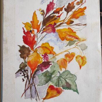 Painting titled "Autunno" by Vincenzo Piras, Original Artwork, Watercolor