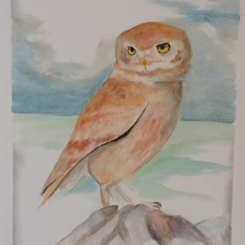 Painting titled "Owl" by Scafato, Original Artwork, Oil